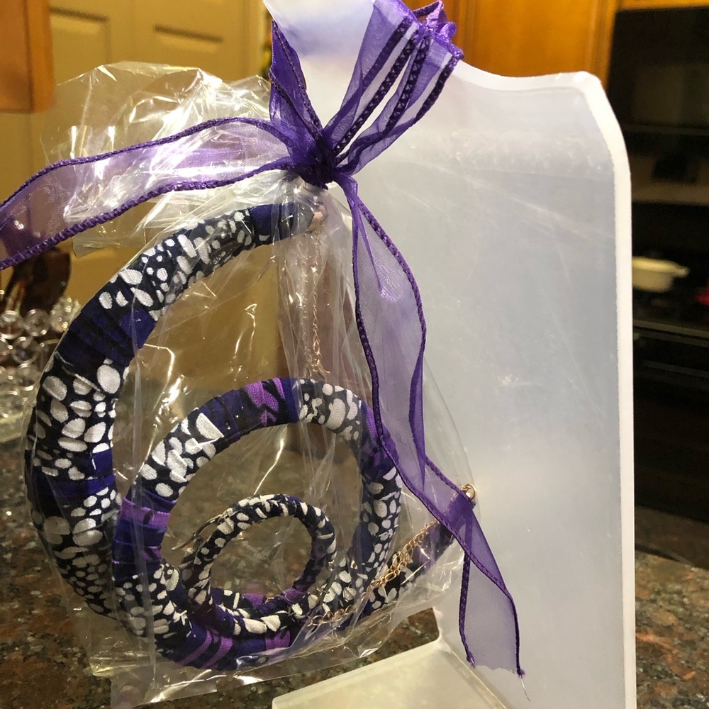 Purple and Black  wrapped Necklace Set